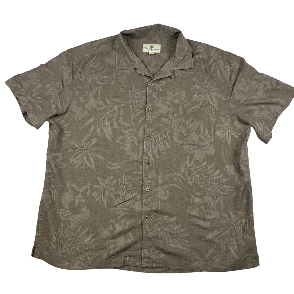 Island Shores Hawaiian Shirt Mens XXL Beige Floral Button Up Casual Luau